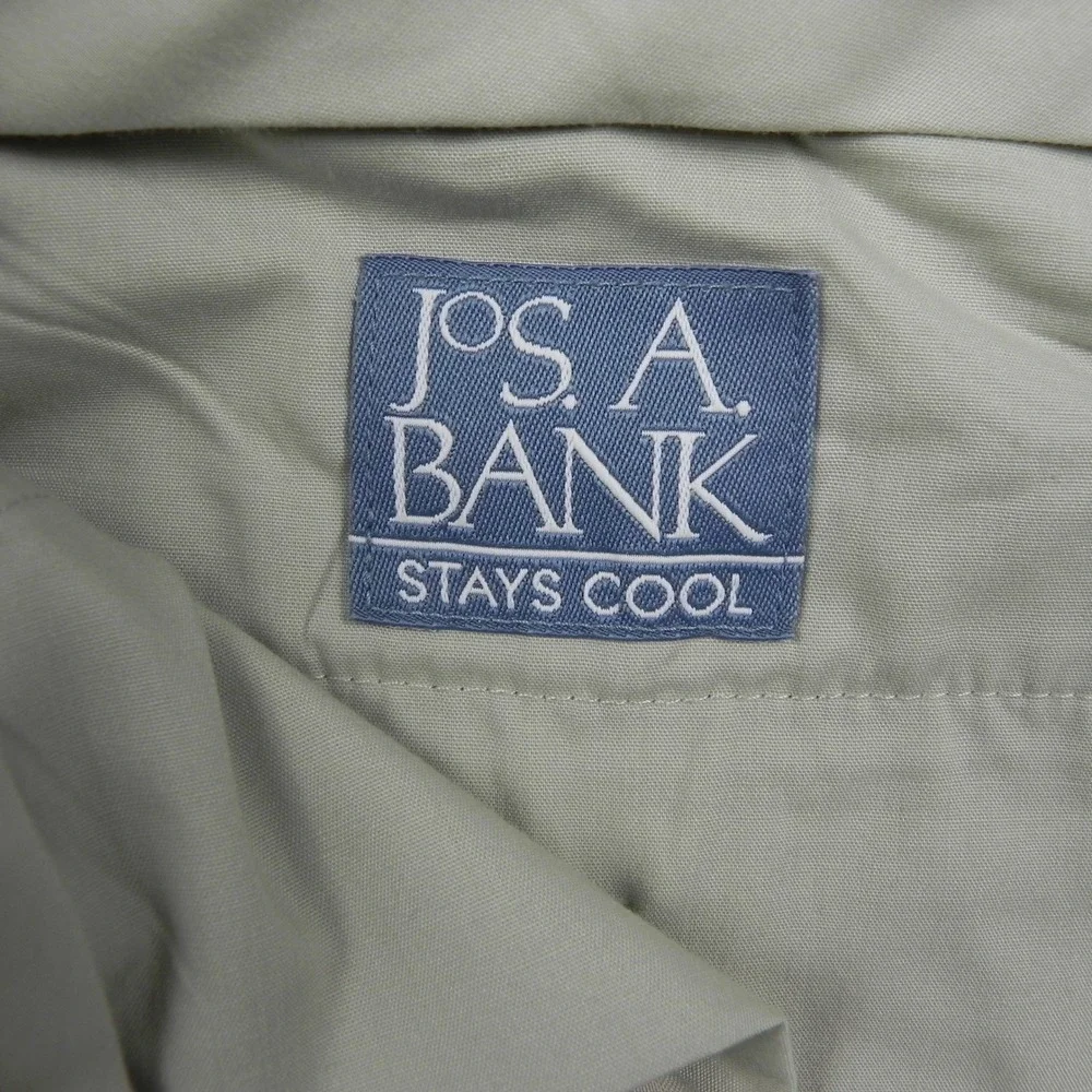 Jos A Bank Chino Pants Mens 34x29 Flat Front Stays Cool Tan Khaki Cotton Slacks
